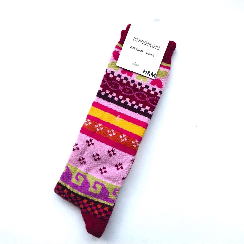 NWT 2 Fair Isle Preppy Diamond Knee High Socks Girls sz 11 12 12.5 4 5 6 NEW